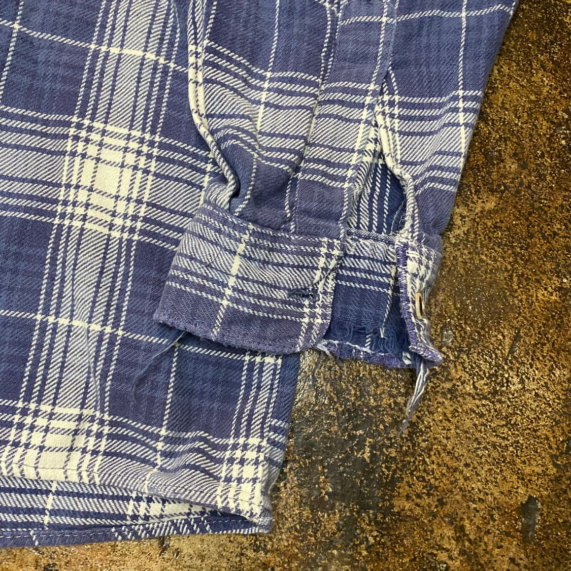 빈티지 에이징 데미지 체크 남방 상품이미지4