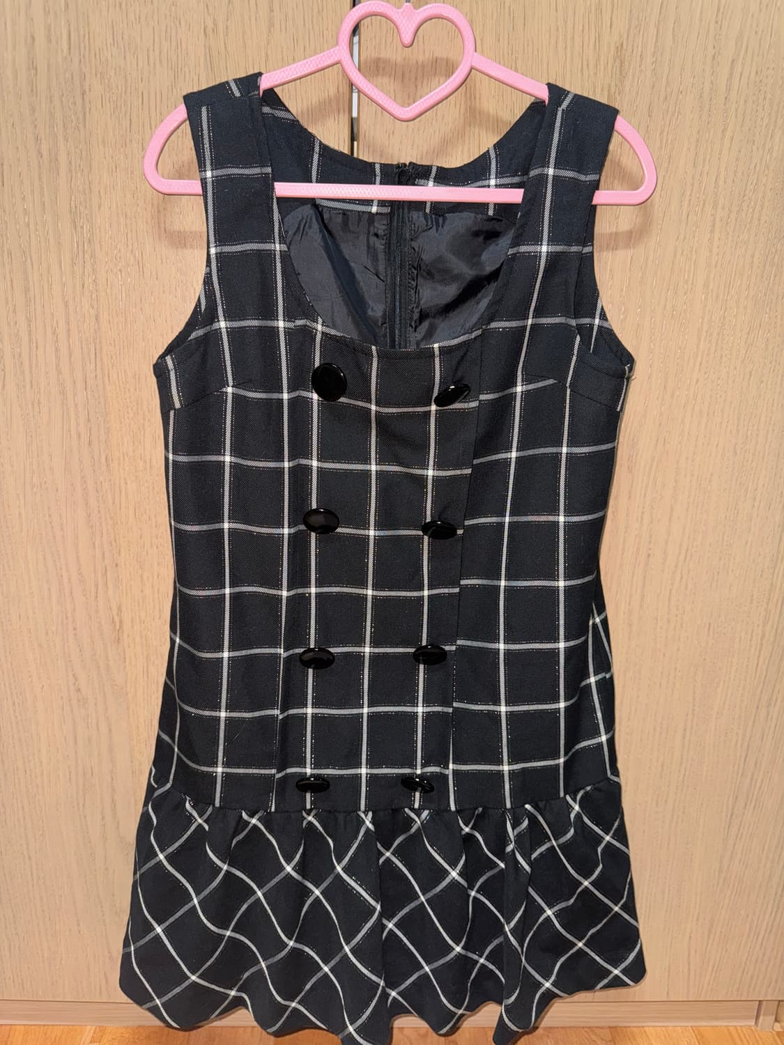 Stc빈티지 글리터 체크 플리츠 원피스 블랙 프레피 상품이미지1