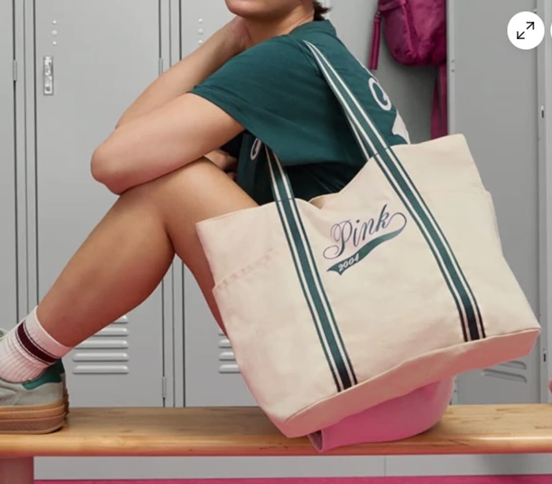 빅토리아 시크릿 핑크 스트라이프 에코백 토트백 캔버스 가방 상품이미지1