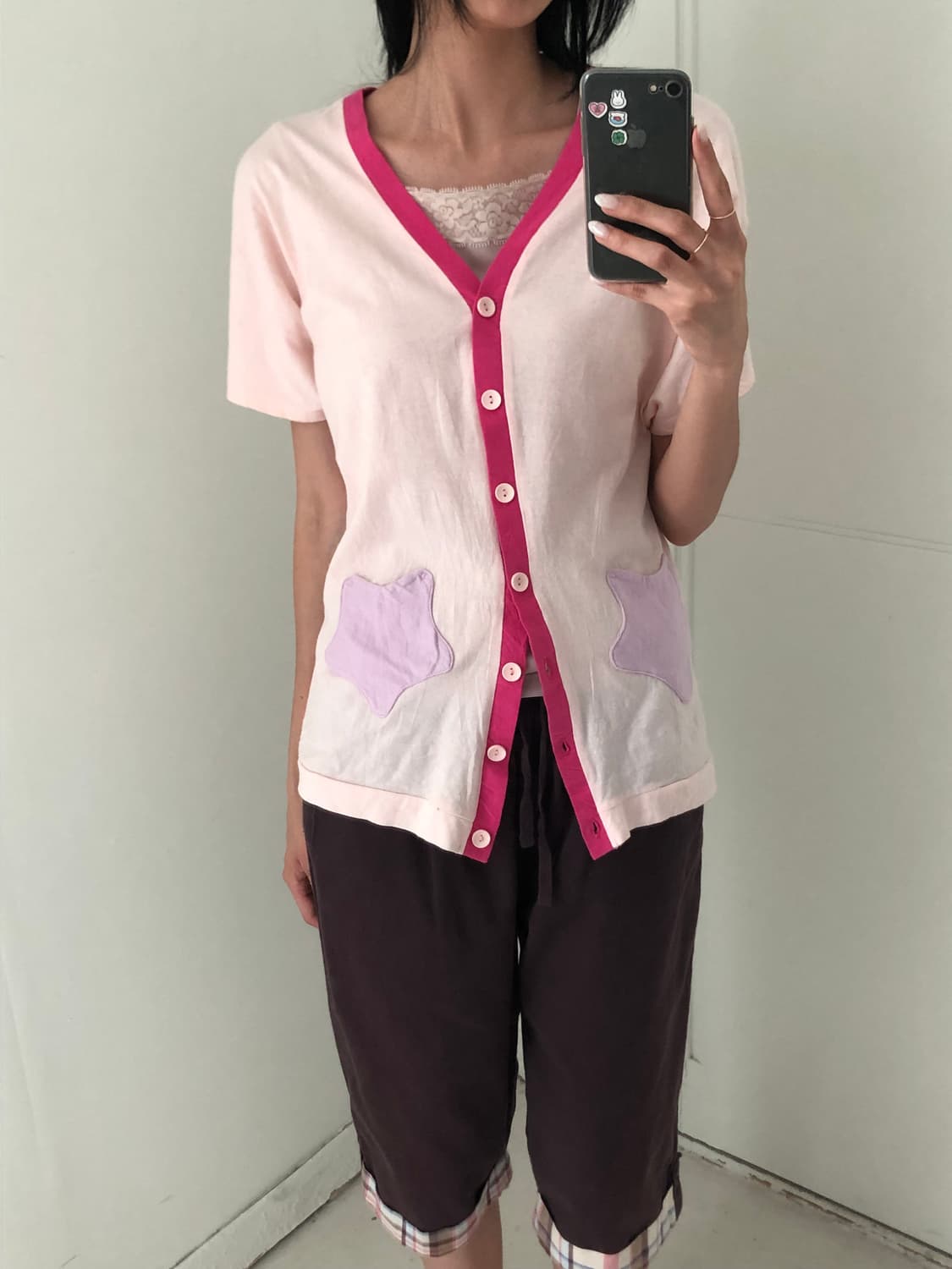 일본빈티지 별 반팔 가디건 상품이미지2
