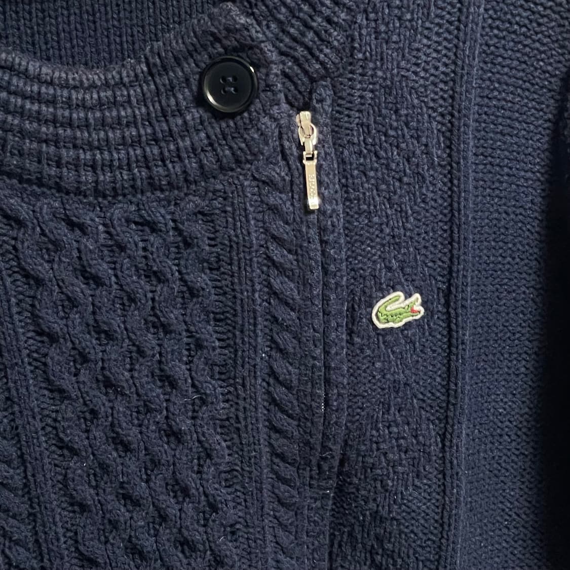 [42] 라코스테 빈티지 네이비 꽈배기 니트 집업 상품이미지3