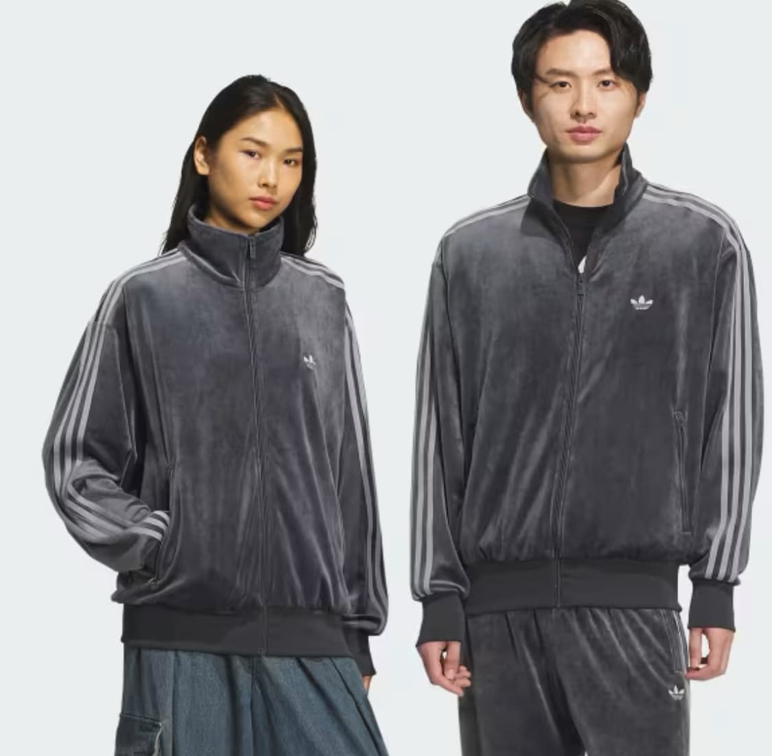 아디다스 차콜 벨벳 트랙탑 집업  상품이미지2