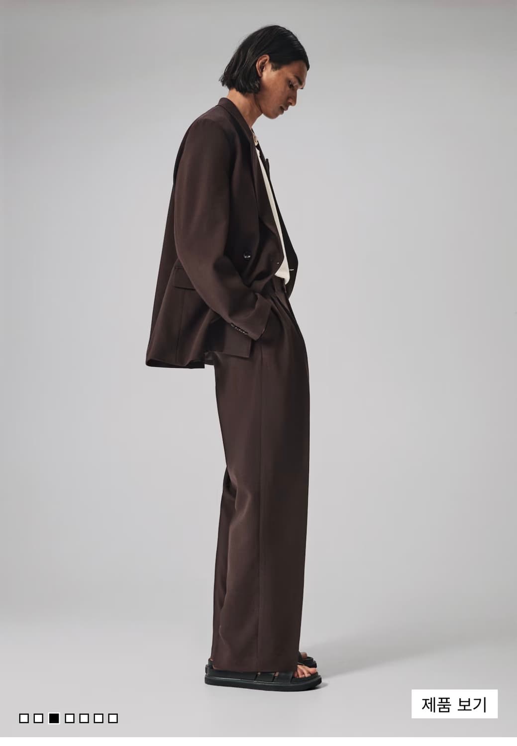 H&M 테일러드 팬츠 루즈핏 다크 브라운(82-86cm) 상품이미지4