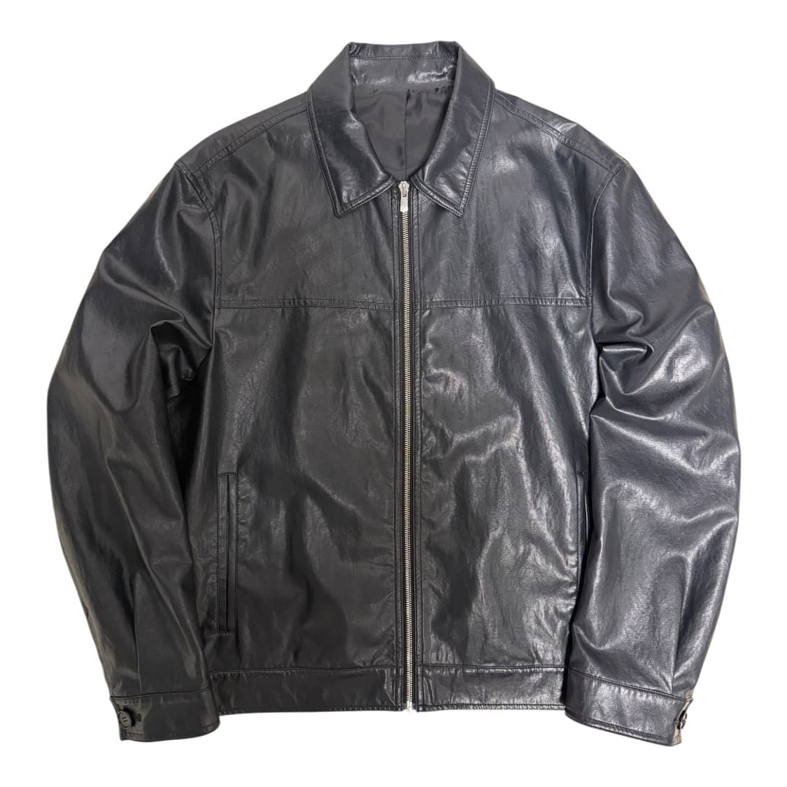 클럽모나코 가죽 봄버 자켓 네이비 상품이미지3