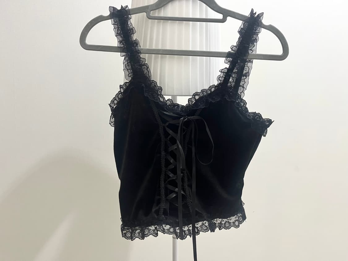 벨벳 레이스 히메갸루 코르셋 나시 슬리브리스핀터영애로판빈티지엑시즈팜고딕 상품이미지1