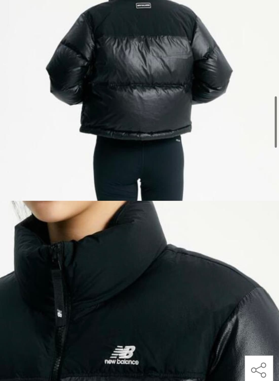 뉴발란스 우먼 액티브 플라워 숏다운 글로시 블랙 상품이미지2