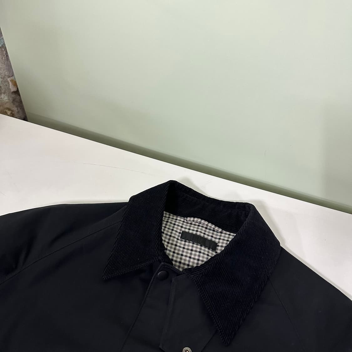 L 유니클로 블랙 코듀로이배색 워크 헌팅자켓 상품이미지3