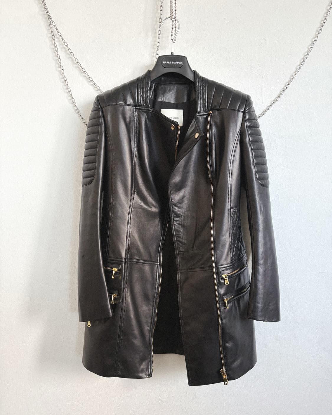 발망 라이더자켓 모티브 레더 미니 원피스 상품이미지5