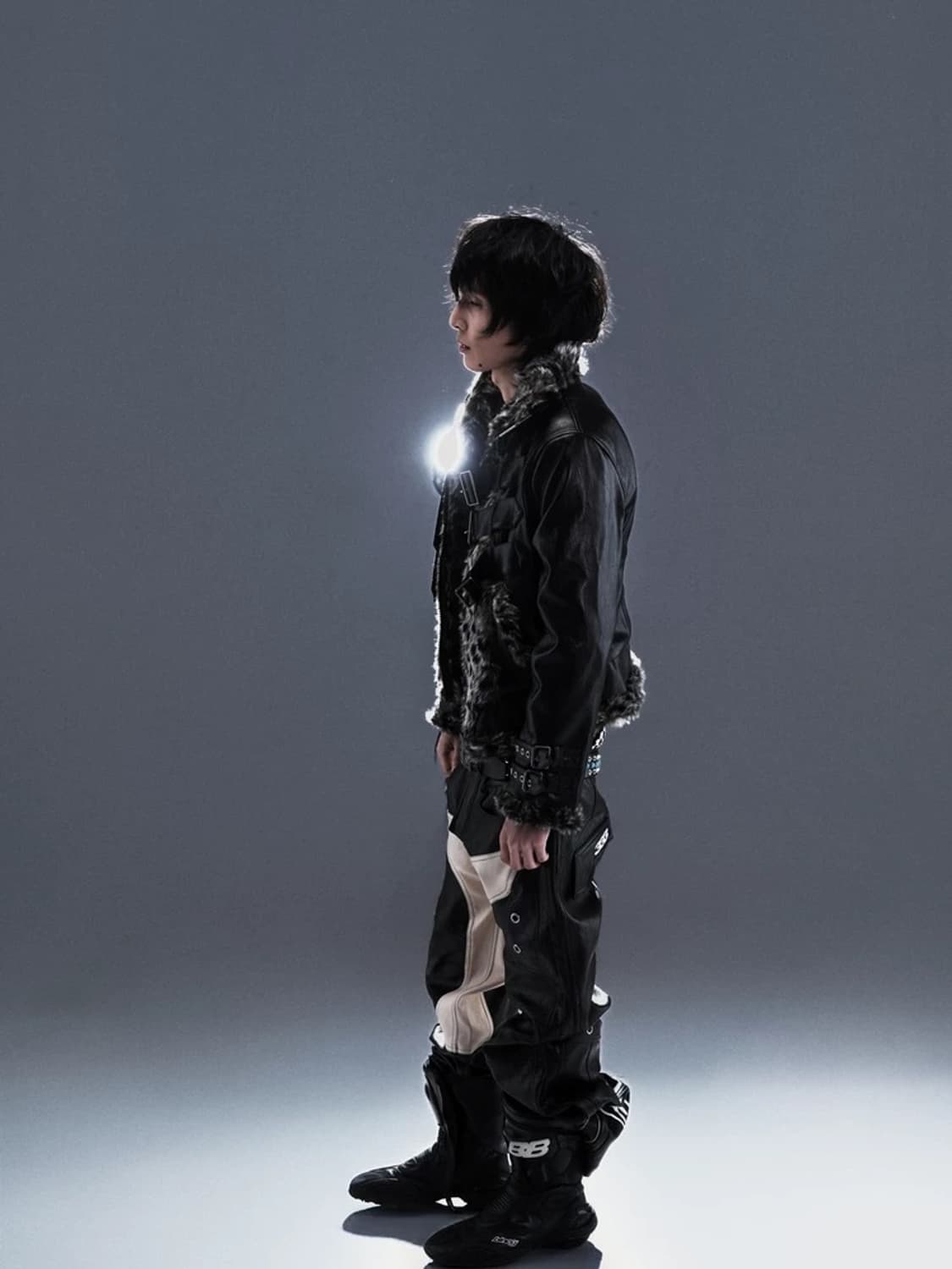 Cut-out Contrast Leather Pants  상품이미지5