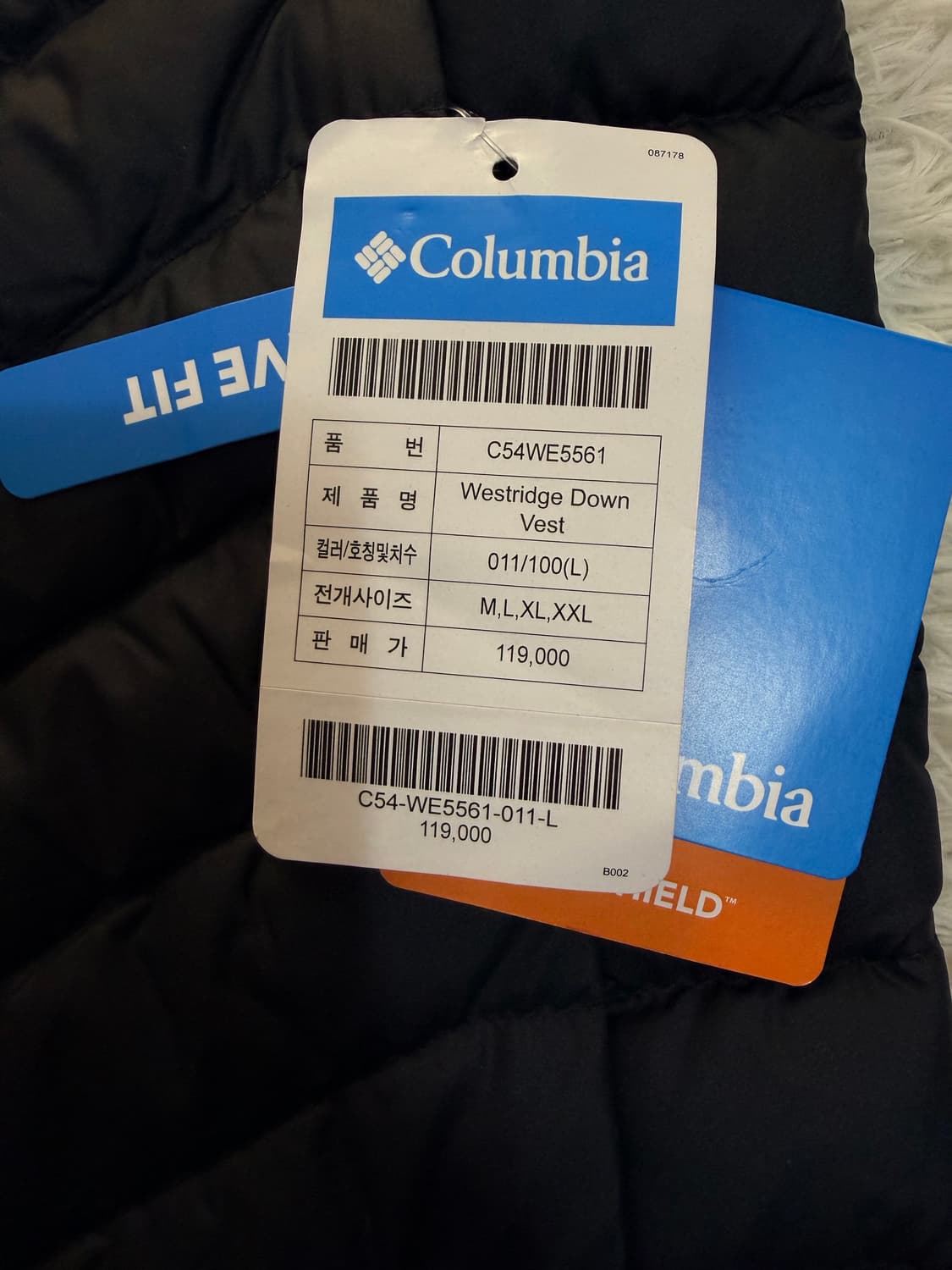 컬럼비아 남성 웨스트리지 다운 패딩 조끼 L 상품이미지2