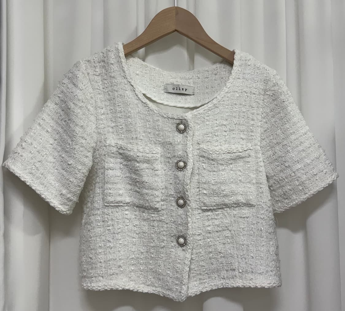clizy 화이트 포켓 트위드 자켓 상품이미지4