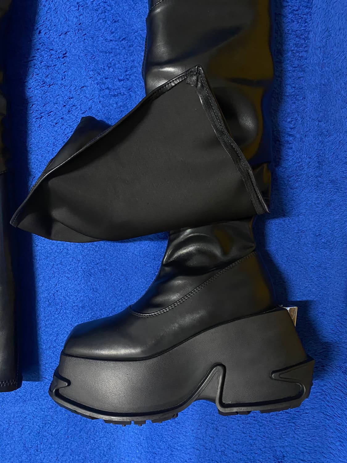 DaphneLab 블랙 레더 롱부츠 상품이미지8