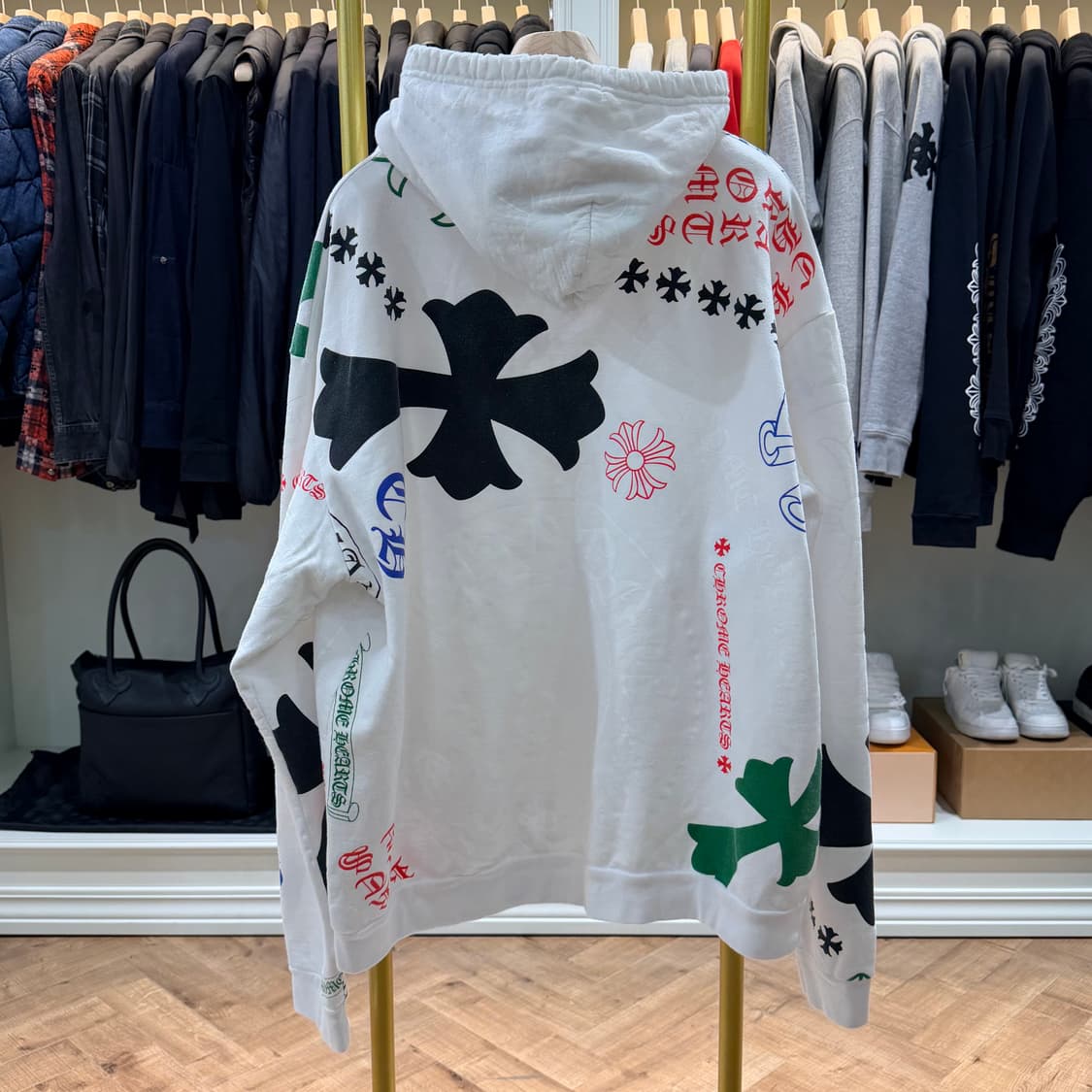 XL사이즈 / 크롬하츠 스텐실 멀티로고 후드티 화이트 상품이미지4