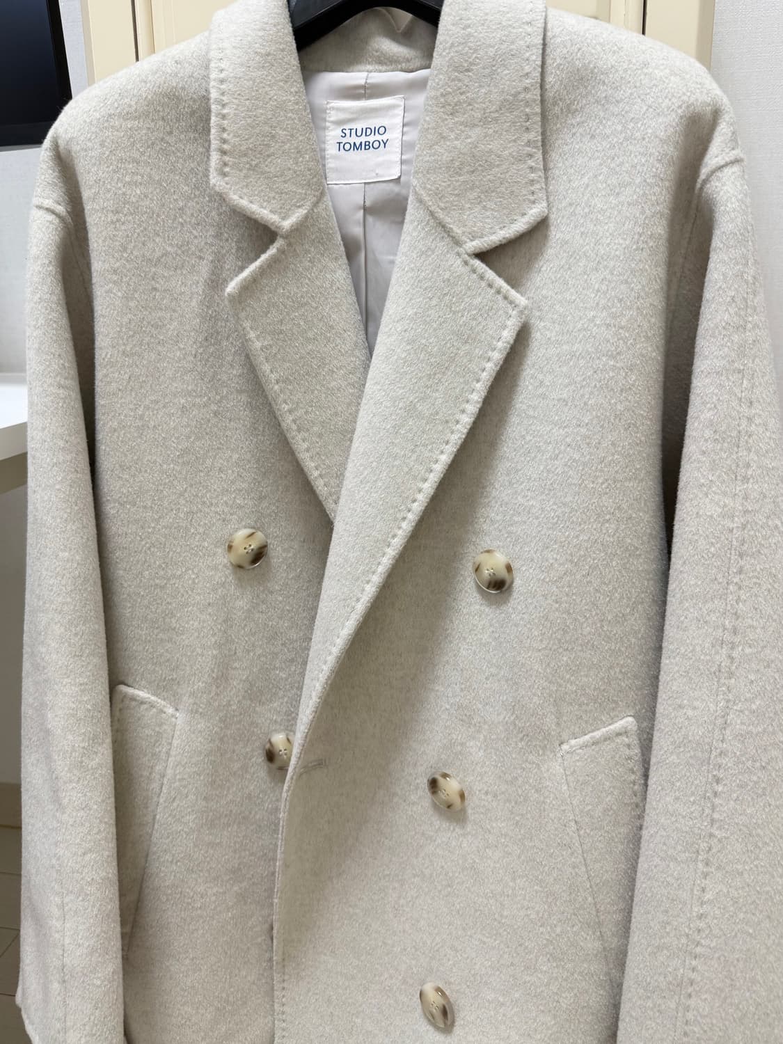 벨티드 스티치 더블 울코트 상품이미지1