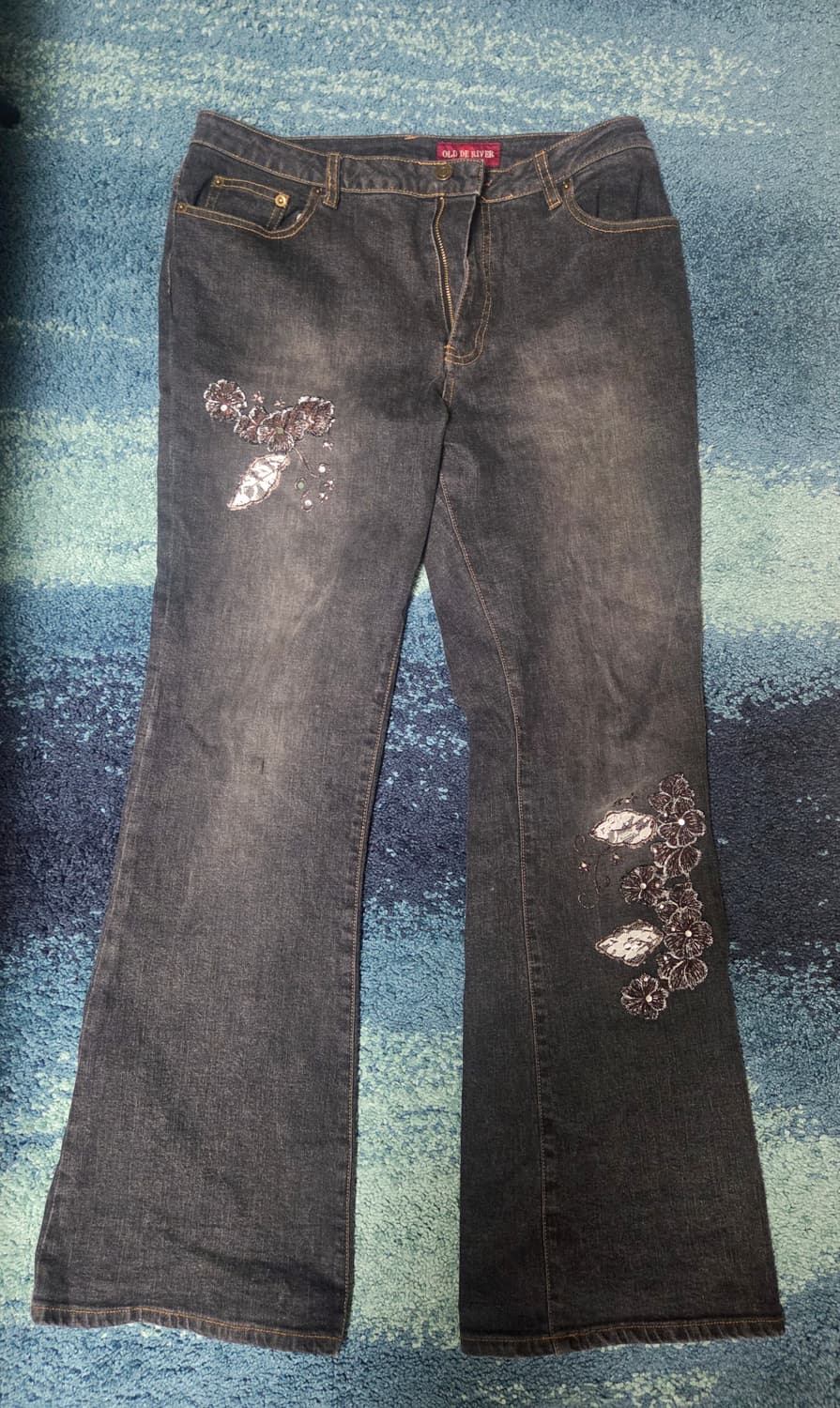 Old de river 흑청 자수진 부츠컷 은은워씽 wo xing아님  상품이미지1