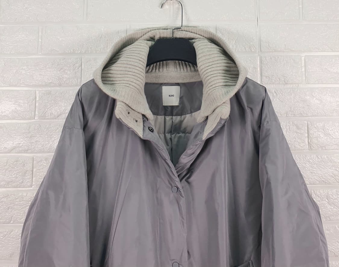 [66]구호 니트 배색 롱 구스다운 패딩 상품이미지3