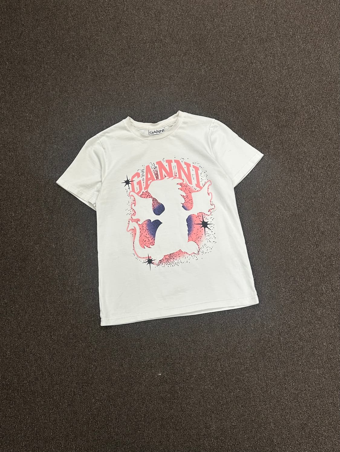 OS)GANNI vintage 여성 그래픽 프린팅 반팔 상품이미지1