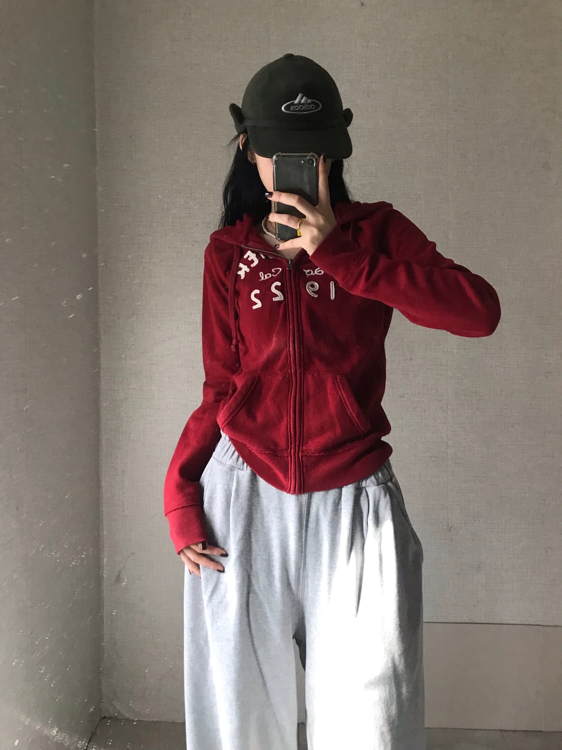 홀리스터 딥레드 슬림핏 후드집업 상품이미지5