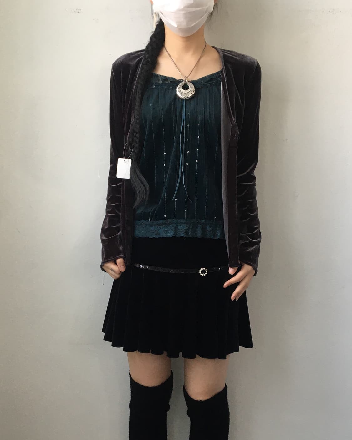 Lace trimming velvet sleeveless 상품이미지5