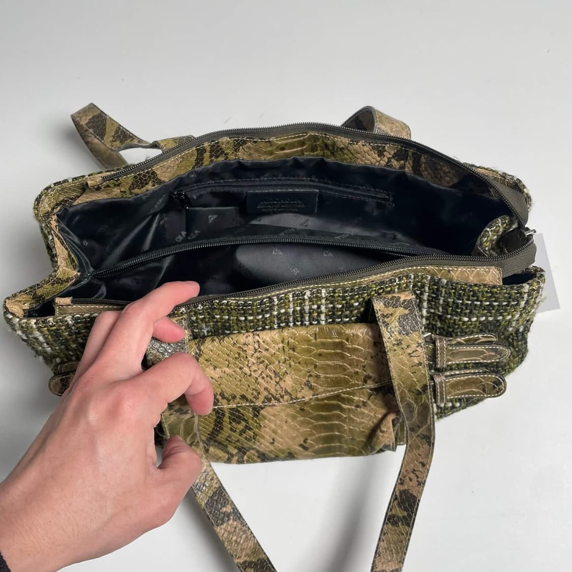 Arcadie 뱀패턴 &초록 트위드 백 (italy)   상품이미지9