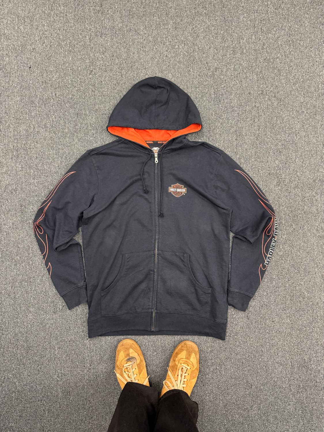 할리데이비슨 불꽃 플레임 등판 자수 후드집업 상품이미지1