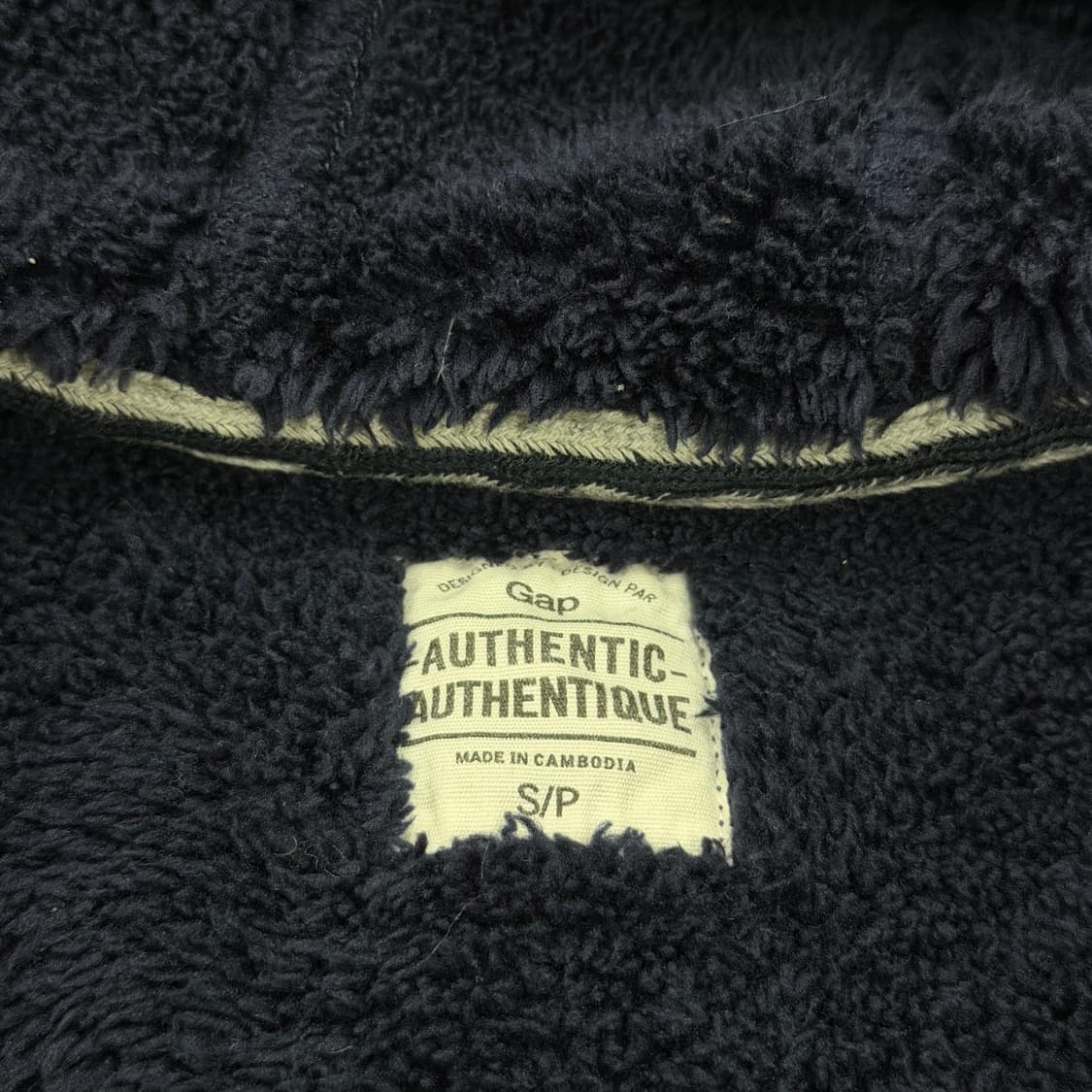 GAP 빈티지 스펠로고 보아털 후드집업 자켓 네이비 S 상품이미지4