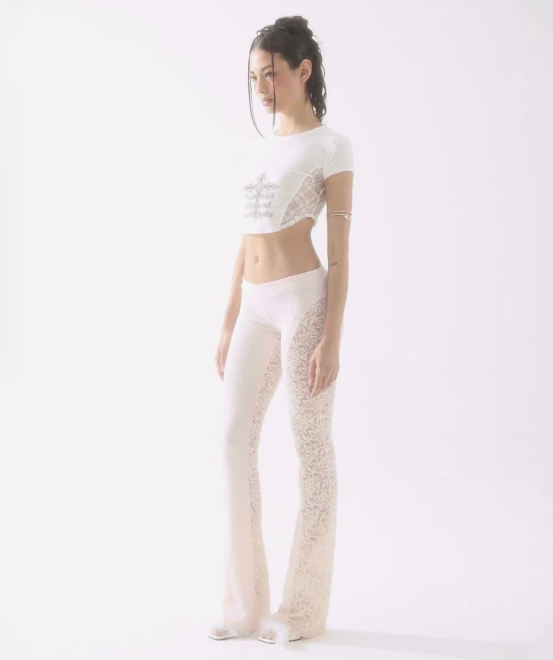 배디 badee Lace Flared Pants Pale Pink 상품이미지5