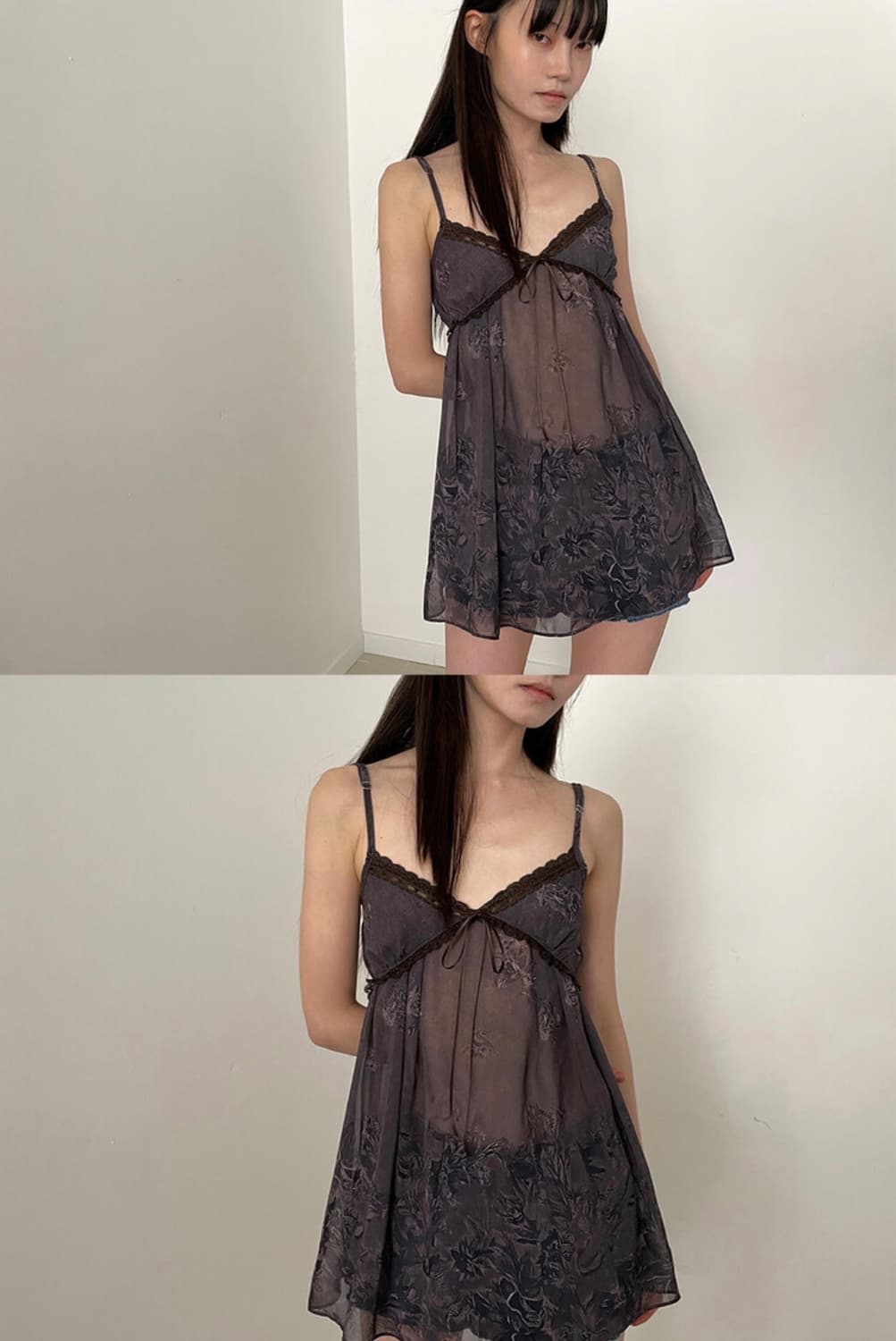 사토미라디오 플로랄 쉬폰 슬립 원피스 상품이미지1