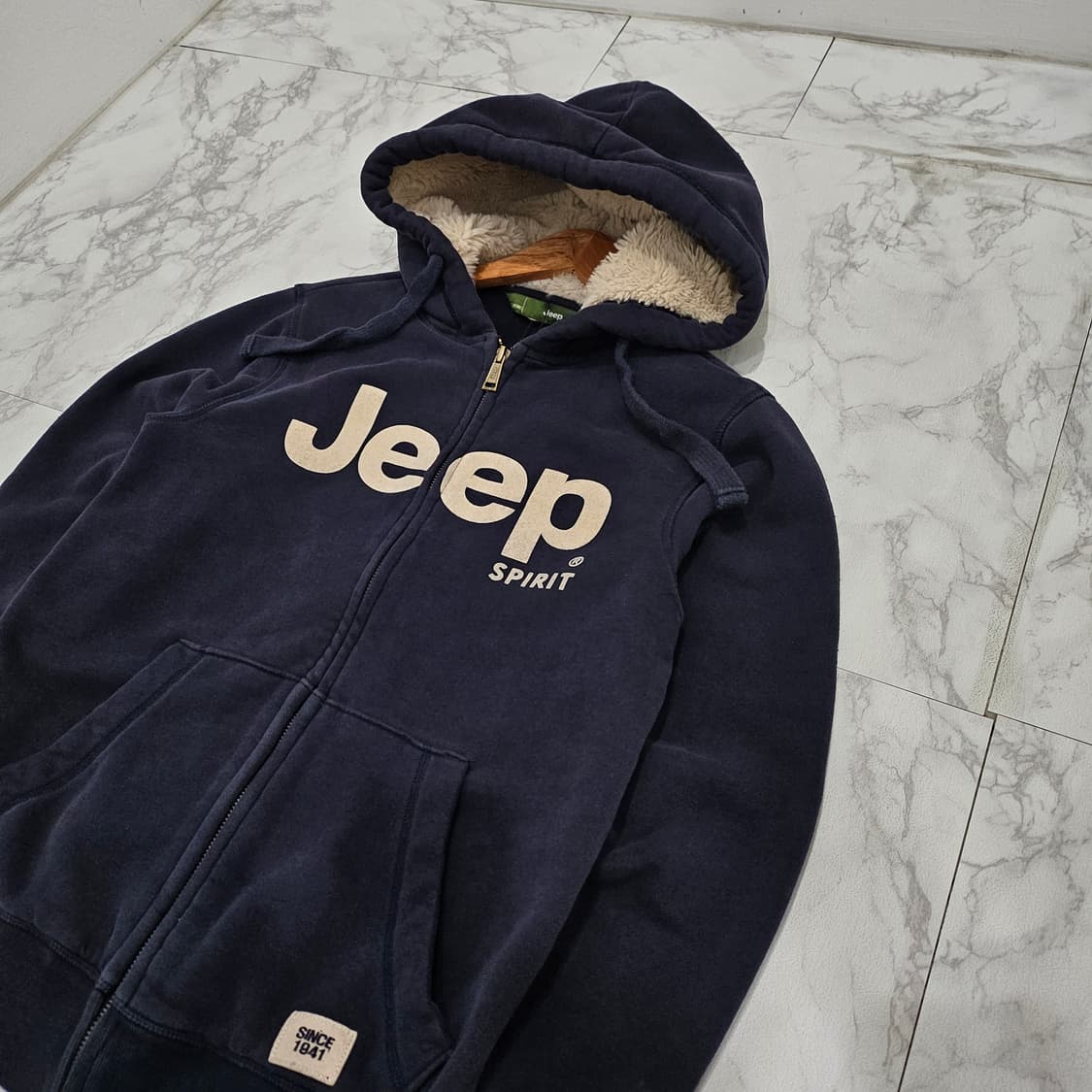 지프 양털 네이비 후드집업 M 상품이미지2
