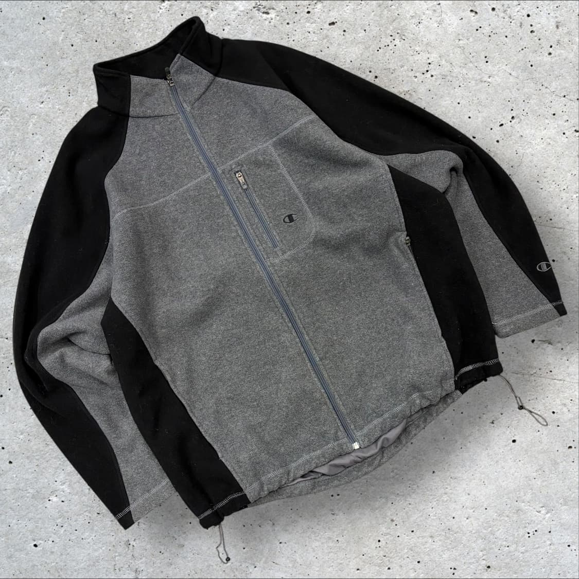 [L] 챔피온 블랙/그레이 후리스 풀집업 자켓 D82 상품이미지1