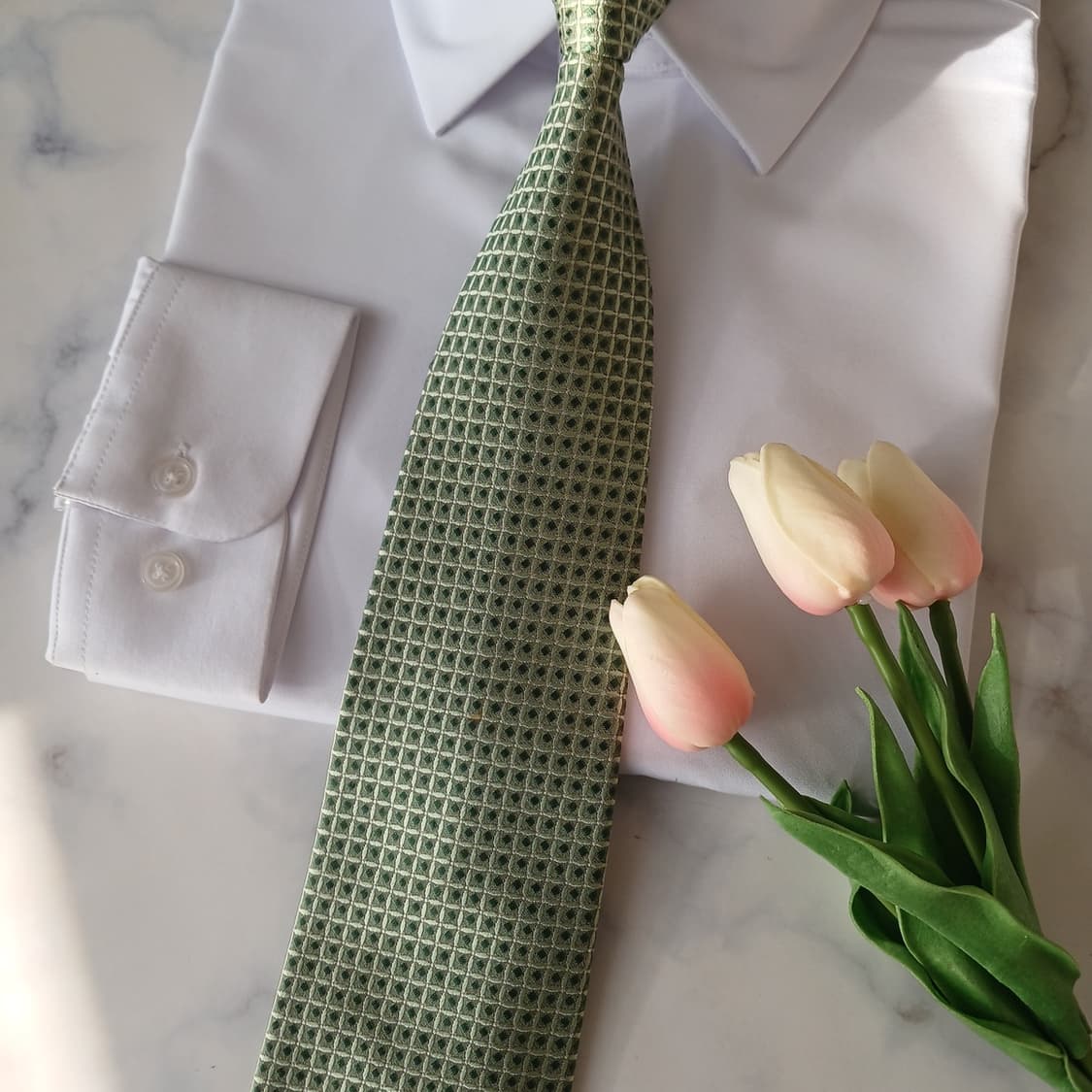 D’URBAN 더반 실크 그린 패턴 넥타이 9.3cm A등급 a19671 상품이미지4