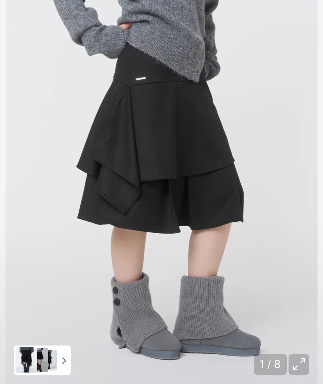 미세키서울 세이 레이어드 미디스커트 블랙 상품이미지1