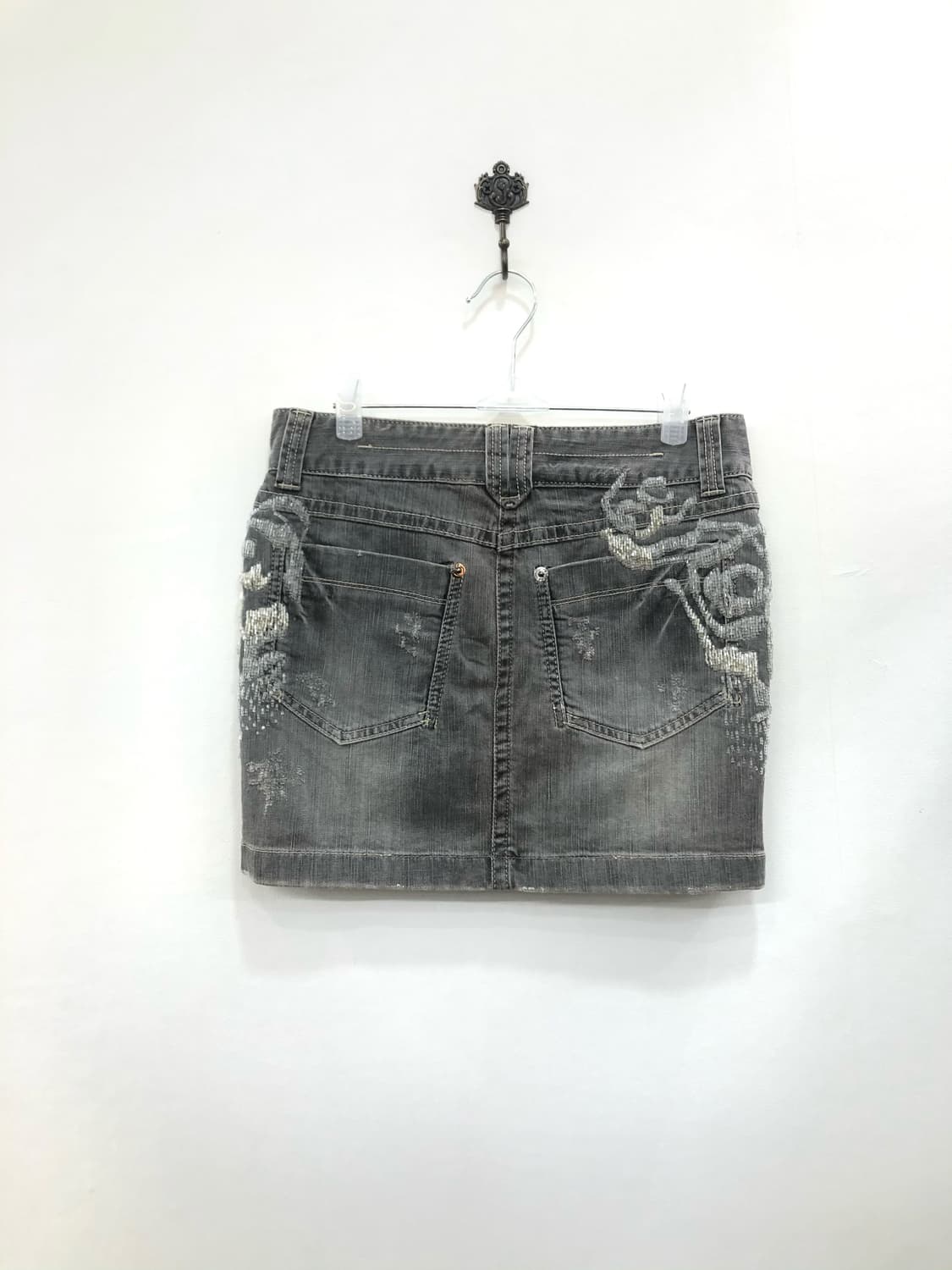 grey floral sequin mini skirt 상품이미지2
