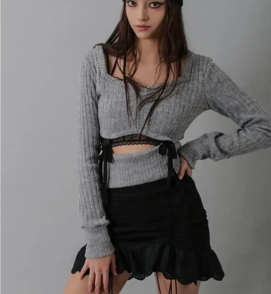 (새상품)드라이로즈 리본 링크 니트 Free 상품이미지1