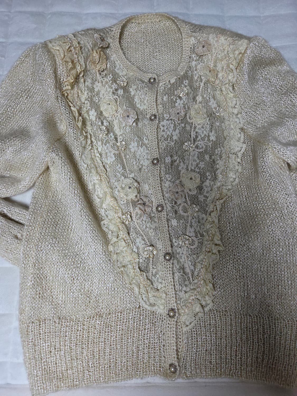 빈티지 모리 페어리 화이트 아이보리 가디건 상품이미지6