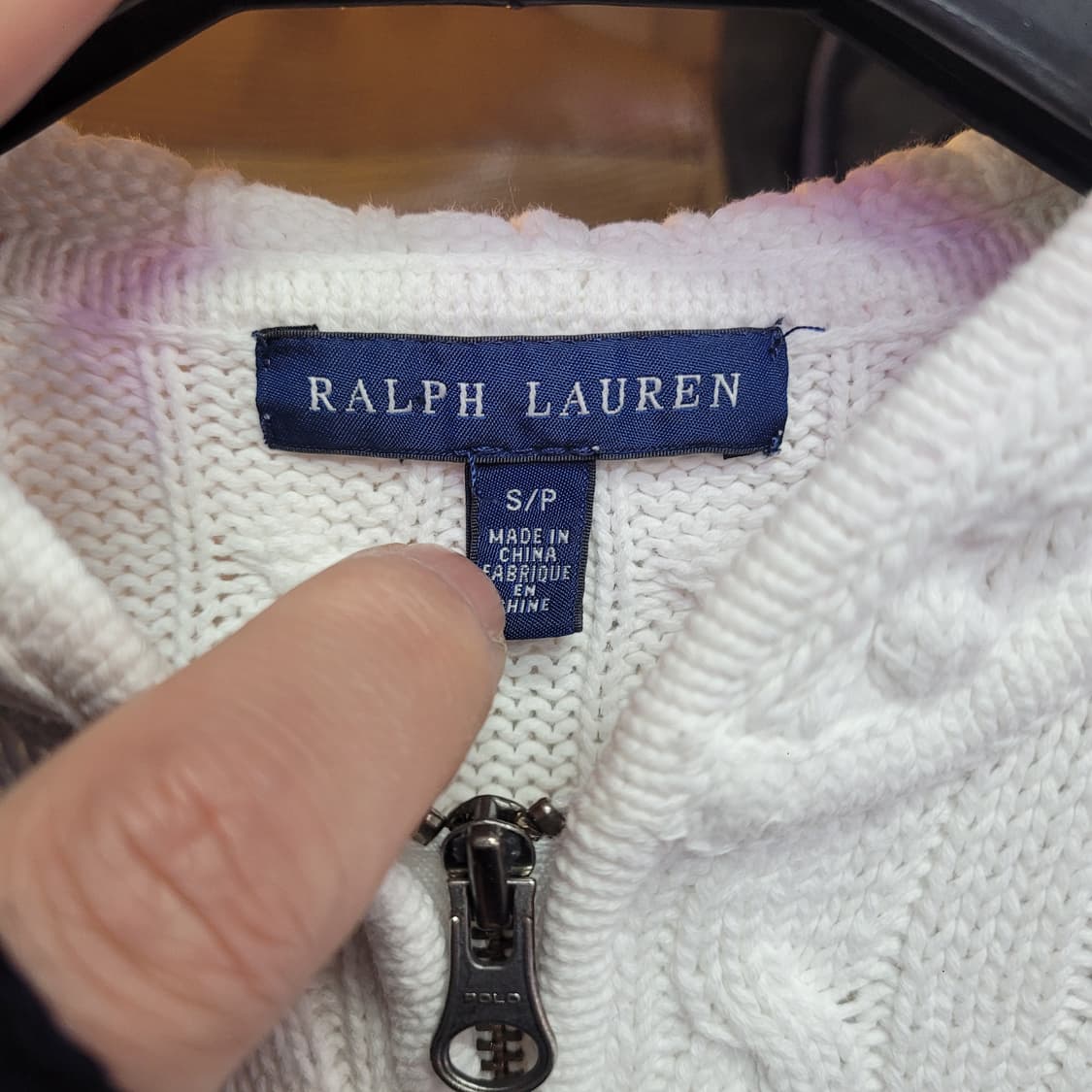 Polo 폴로 랄프로렌 케이블 니트 후드집업 화이트 상품이미지3