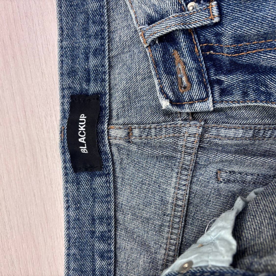 블랙업 와이드 절개 데님 S사이즈 상품이미지6