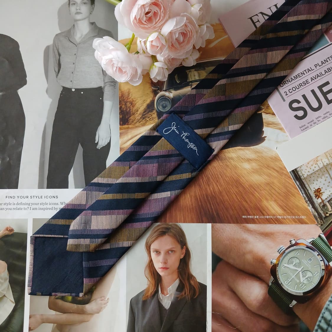 짐톰슨 실크 네이비 스트라이프 넥타이 8.0cm A+~A등급 A19731 상품이미지6