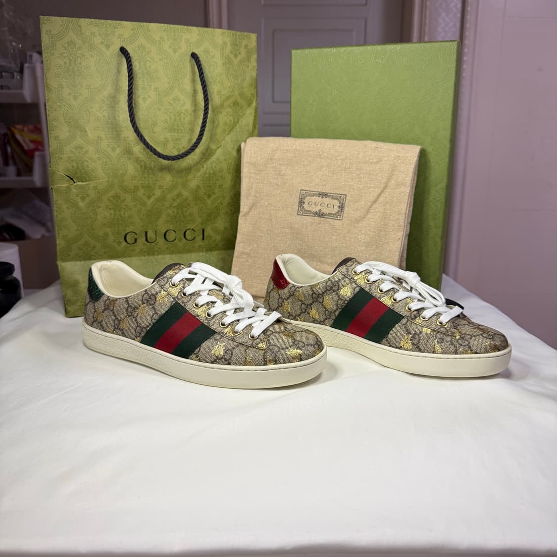 구찌 에이스 GG 슈프림 비 스니커즈 베이지 에보니 상품이미지2