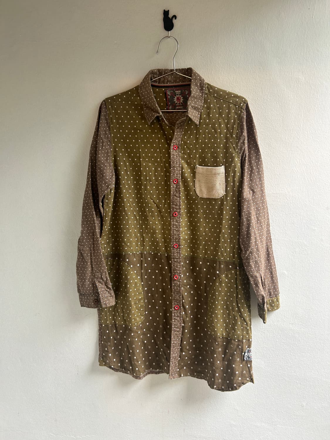 땡땡이 패치워크 셔츠원피스  상품이미지1