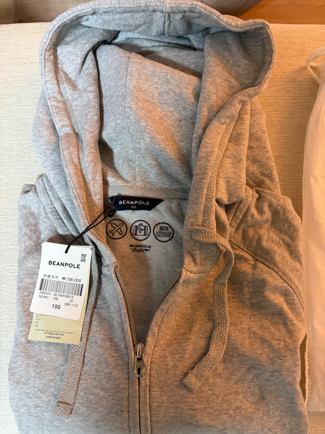 (새상품/택포) 빈폴 트래블 라인 경량 후드 집업 100  상품이미지5