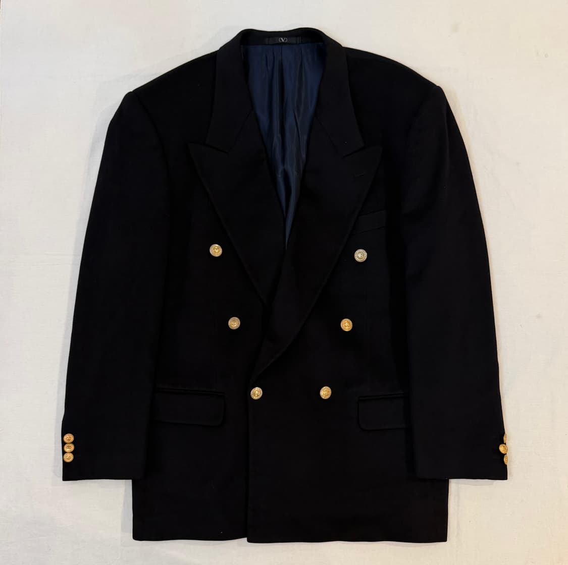 90s 발렌티노 로로피아나 캐시미어 금장 블레이저 코트 블랙 상품이미지1