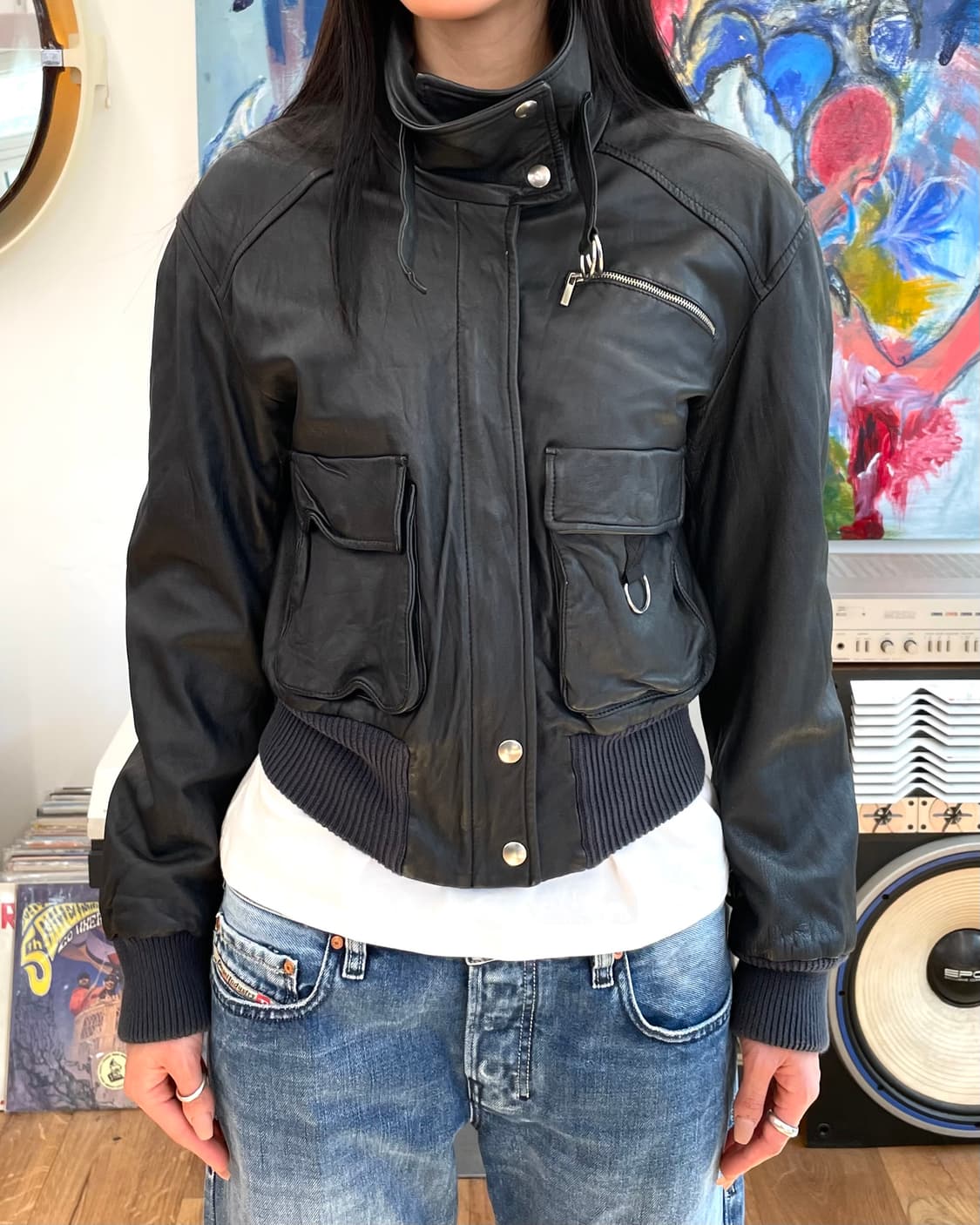 [38] 스포츠막스 코드 레더 봄버 자켓 상품이미지2