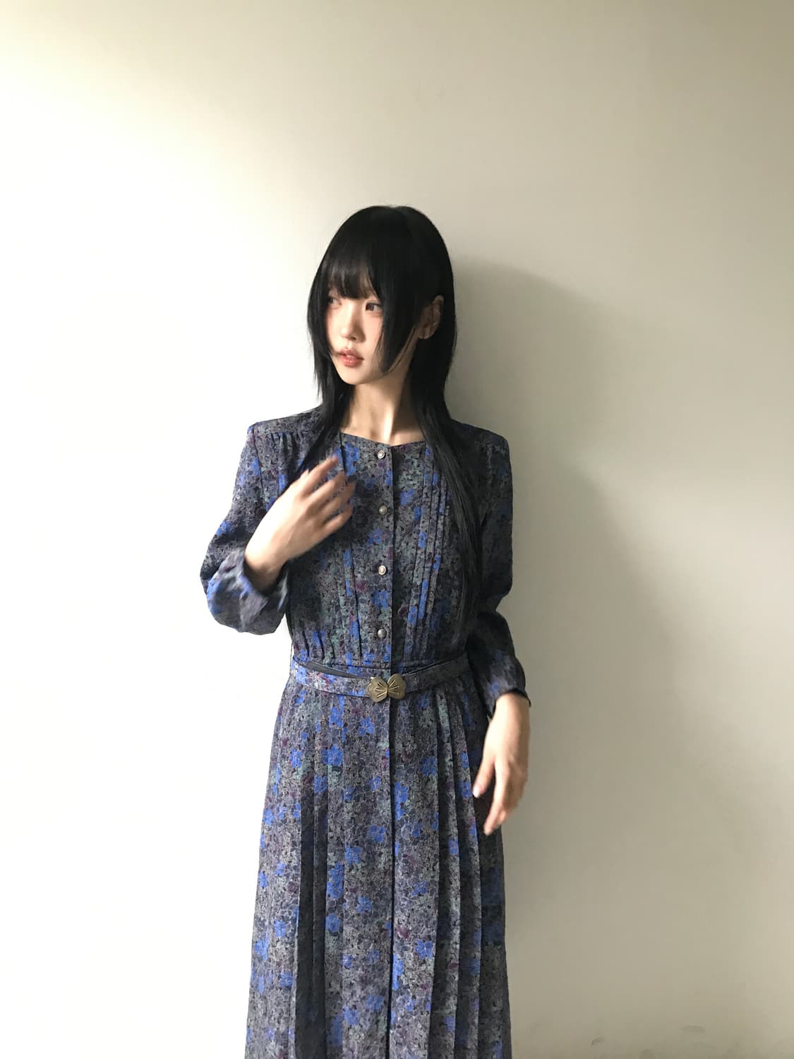 Square neck belted dress 상품이미지4
