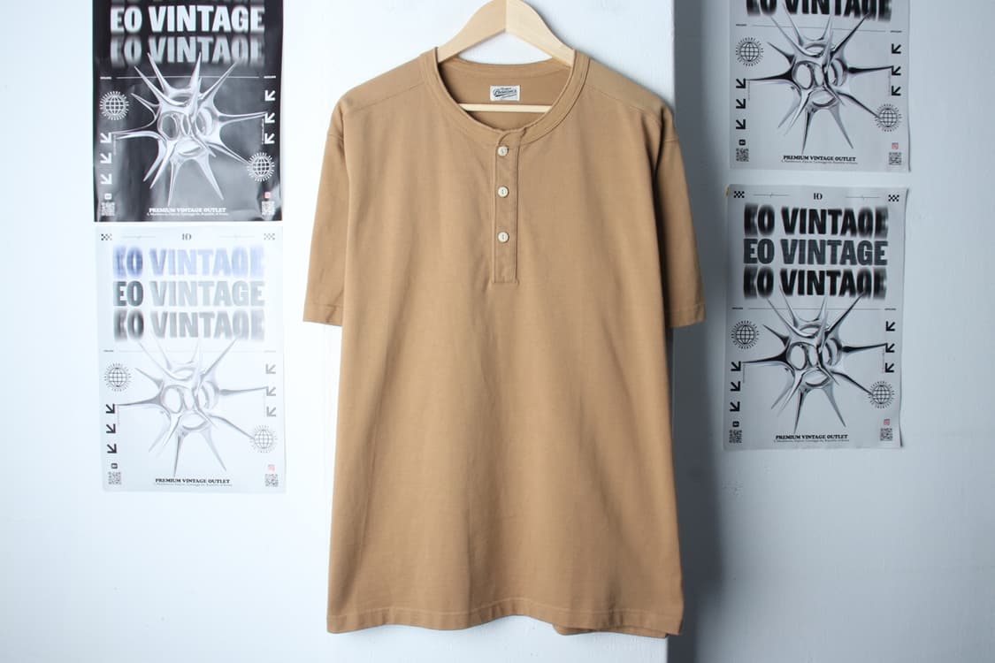 (XL-2XL) 브론슨 반팔 티셔츠 헨리넥 베이지 아메카지-H31076 상품이미지2