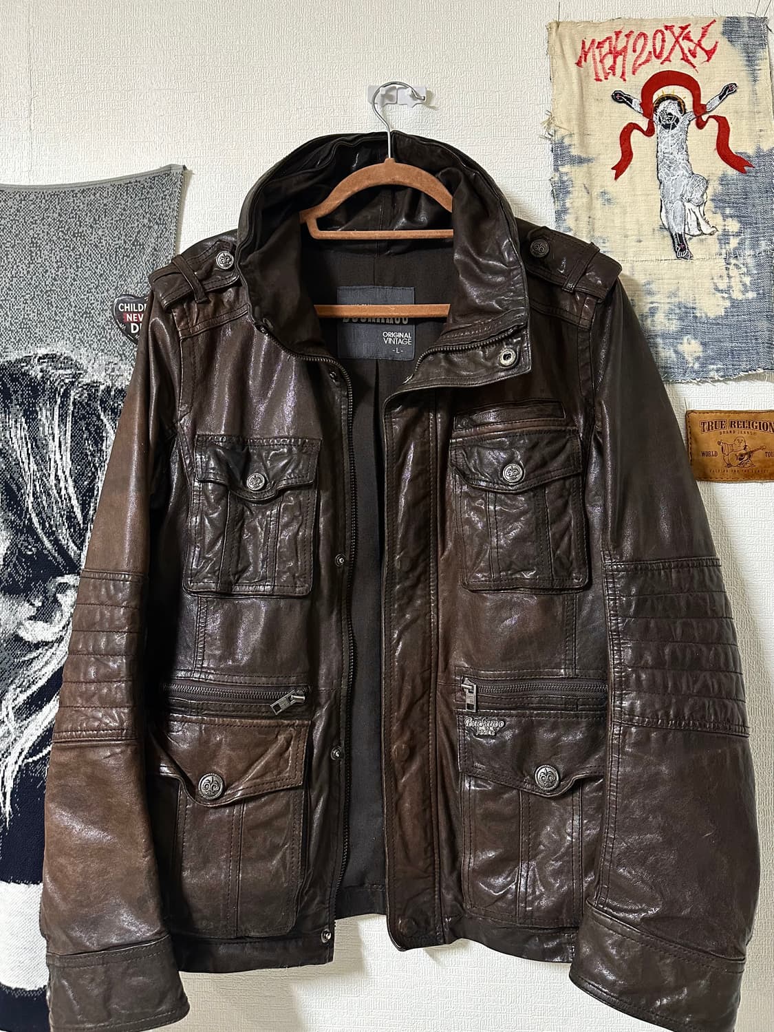 버커루 램스킨 하이넥 빈티지 선페이디드 레더자켓 상품이미지5