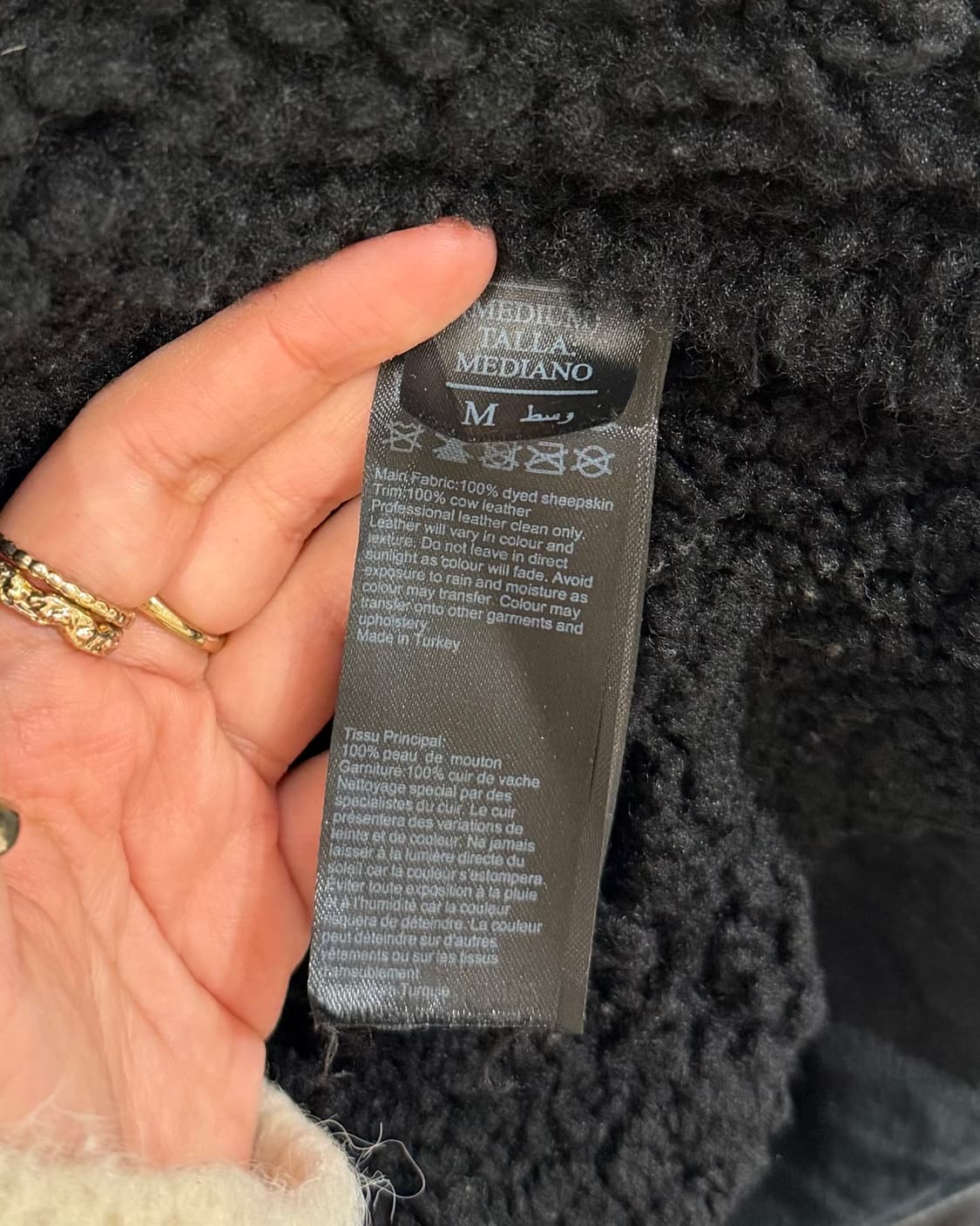 올세인츠 블랙 시어링 벨티드 라이더 무스탕 자켓 상품이미지9