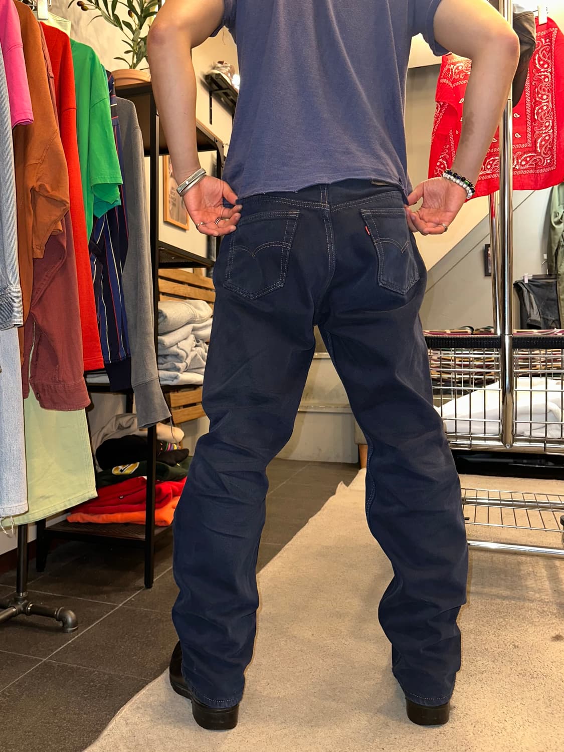 90’s Levi’s 501 navy denim washed pants 상품이미지3