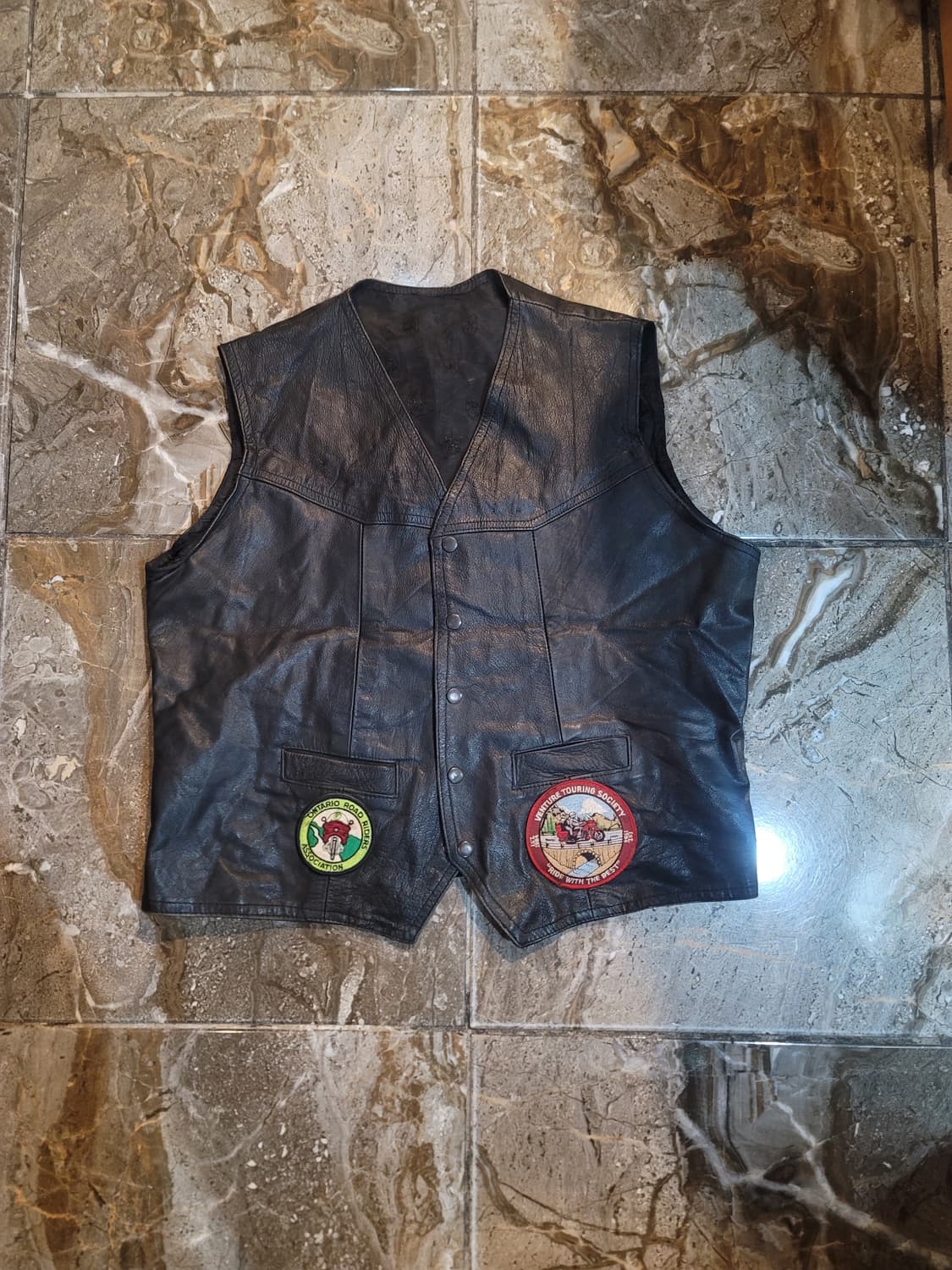 USA 오리지날 VTS 온타리오 가죽 바이커 조끼 상품이미지2