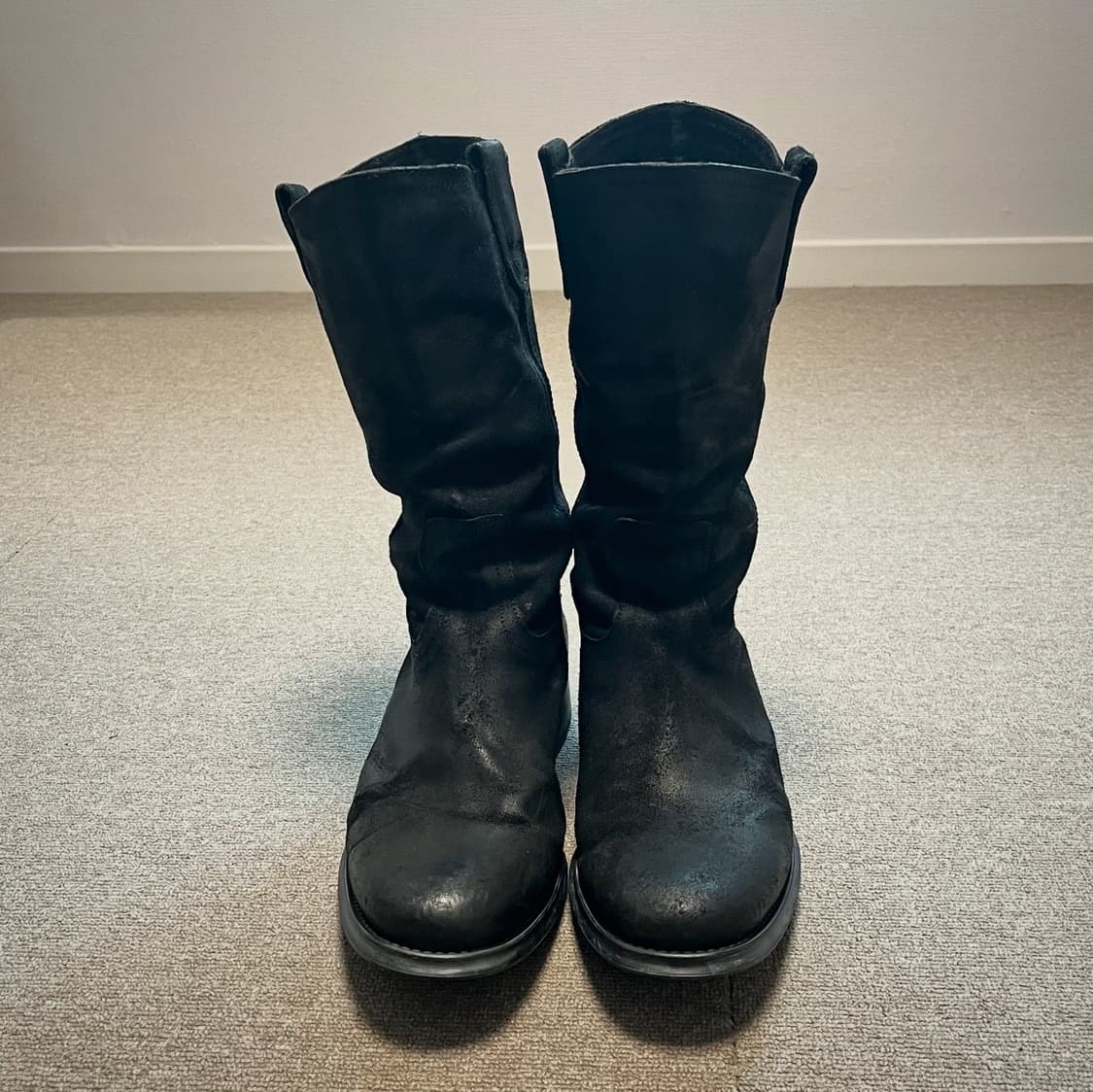 보에모스 블랙 레더 웨스턴 부츠 상품이미지2